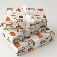 Woodland Deer and Presents Gift Wrap, Watercolor Reindeer Wrapping Paper, Rustic Christmas Deer Wrapping Paper, Holiday Gift Wrap Roll