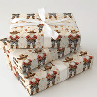 Western Holiday Gift Wrap, Cowboy Santa Christmas Wrapping Paper, Watercolor Rodeo Santa Gift Wrapping Paper, Rustic Country Present Wrap