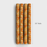 Watercolor Winter Gift Wrap, Orange Snowflake Wrapping Paper, Golden Yellow Holiday Wrapping Paper, Warm Festive Christmas Wrapping Paper