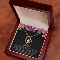 Heart Pendant with CZ Crystal, Cousin Forever Love Necklace, Meaningful Birthday Jewelry Necklace, Keepsake Christmas Heart Necklace for Her
