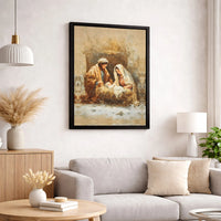 Holy Family Watercolor Print, Nativity Scene Wall Art Digital Download, Christian Christmas Wall Art, Snowy Nativity Poster, Holiday Decor
