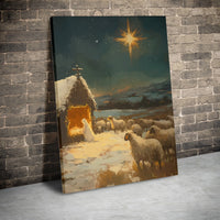 Star of Bethlehem Canvas Wall Art, Nativity Scene Canvas Print, Christian Christmas Wall Decor, Religious Canvas Art, Holy Night Home Present