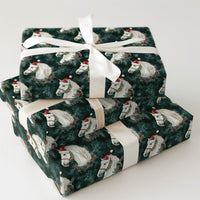 White Stallion Santa Hat Gift Wrap, Horse Christmas Wrapping Paper, Equestrian Christmas Wrapping Paper, Holiday Horse Wrapping Paper Roll