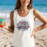America 250 Years Tank Top | Patriotic Floral Botanical Garden Design | Soft Breathable Unisex Fit | Gift for History Lovers