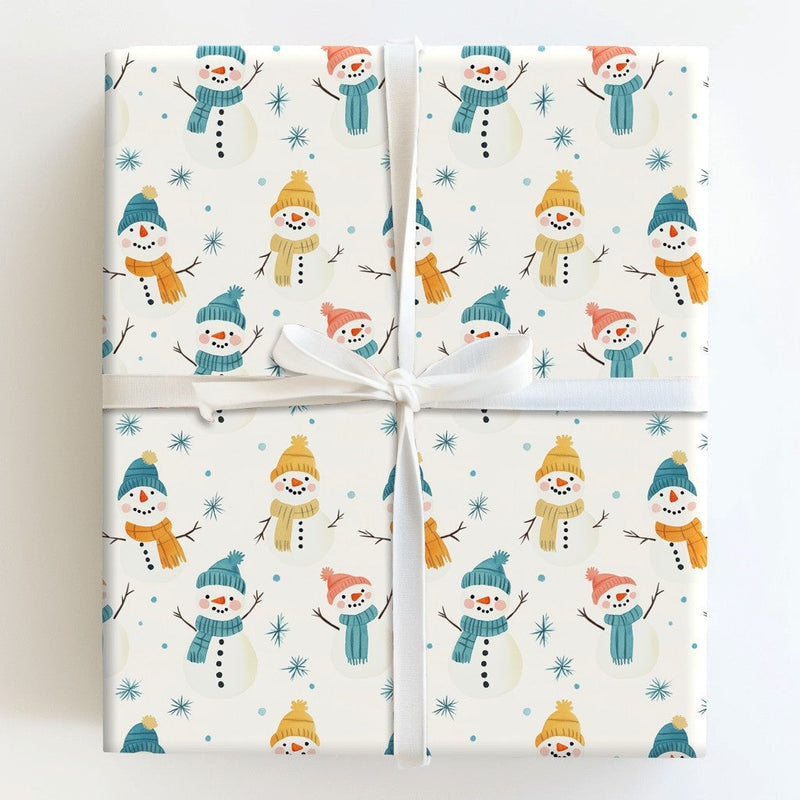 Whimsical Snowman Gift Wrap, Adorable Snowman Wrapping Paper, Festive Holiday Wrapping Paper, Christmas Snowman Paper, Winter Kids Present Wrap
