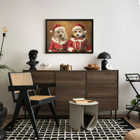 Pups in Santa Suits Holiday Print, Dog Christmas Portrait Canvas Art, Adorable Christmas Dogs Canvas, Festive Wall Decor, Pet Lover Xmas Present