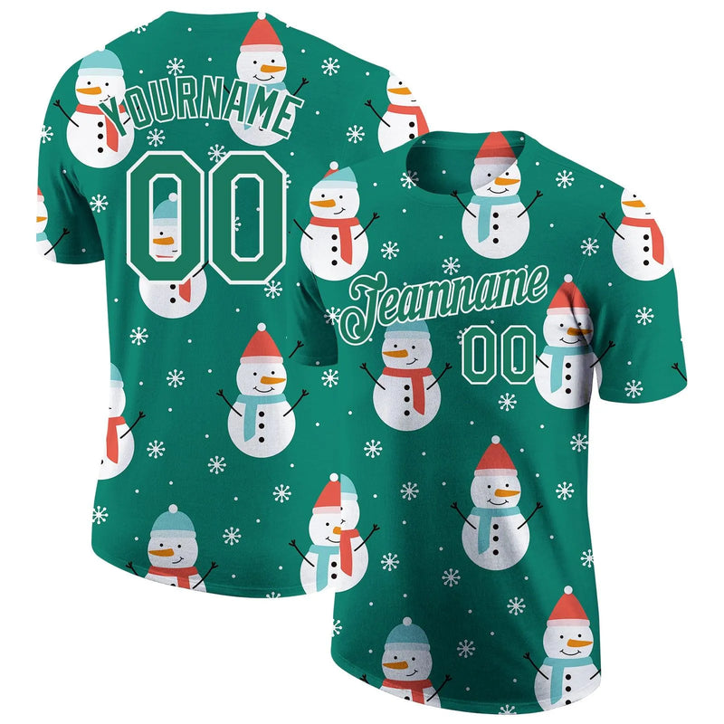 Holiday Graphic Athletic Shirt, Custom Christmas Performance T-Shirt, Personalized Name Number Workout Shirt, Sportswear Gym T-Shirt