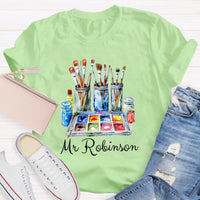 Personalized Name Painter Brush Art Teacher T-Shirt
