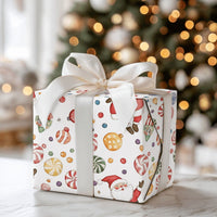 Peppermint Candy Gift Wrap, Watercolor Santa Wrapping Paper, Festive Christmas Wrapping Paper, Holiday Gift Wrap Roll, Xmas Present Paper