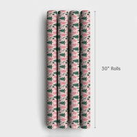 Whimsical Holiday Gift Wrap, Pink and Green Christmas Tree Wrapping Paper, Adorable Winter Present Paper, Xmas Tree Wrapping Paper, Gift Wrap
