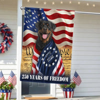 Rottweiler Garden Flag 250 Years of Freedom | Patriotic Dog USA Flag Design | Weather-Resistant Polyester | Gift for Rottweiler Owners