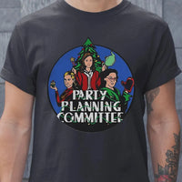 Humorous Office Holiday Graphic Tee, Party Planning Committee Christmas T-Shirt, Xmas Party Humor Shirt, Retro TV Comedy Fan Present Tee