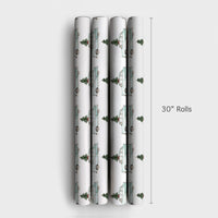 Retro Blue Car Holiday Wrapping Paper, Vintage Station Wagon Christmas Wrapping Paper, Tree on Car Gift Wrap, Nostalgic Xmas Paper Roll