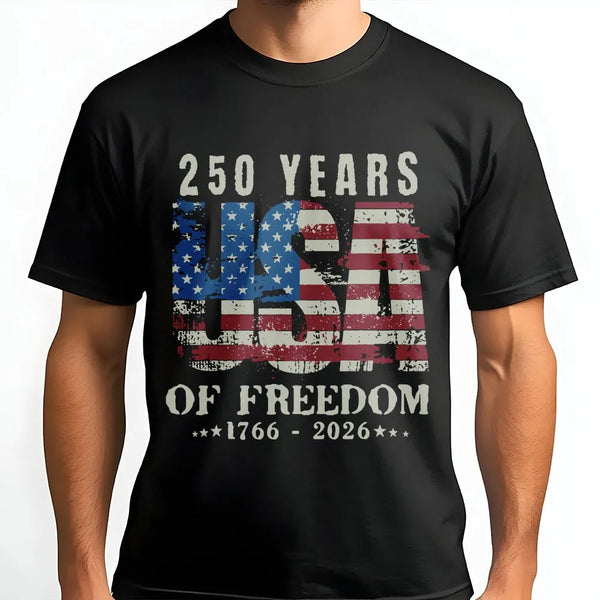USA 250 Years of Freedom T-Shirt | 1776-2026 Anniversary Graphic Design | Premium Cotton Patriotic Apparel | Fourth of July Gift for Men Women