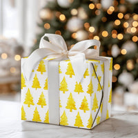 Modern Watercolor Tree Gift Wrap, Yellow Christmas Tree Wrapping Paper, Minimalist Holiday Wrapping Paper, Festive Xmas Gift Wrapping Paper
