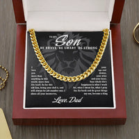 Personalized Present for Son from Dad, Cuban Link Chain Necklace, 14K Yellow Gold Chain, Mens Stainless Steel Chain, Christmas Jewelry for Men