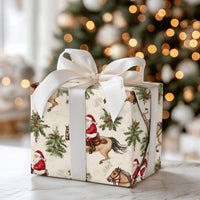 Horse Riding Santa Claus Gift Wrap, Equestrian Santa Wrapping Paper, Country Western Holiday Paper, Rustic Christmas Wrapping Paper Roll