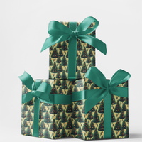 Festive Tree Gift Wrap, Layered Pine Christmas Wrapping Paper, Green Evergreen Tree Wrapping Paper, Holiday Gift Wrap, Xmas Wrapping Paper