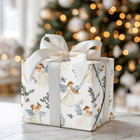Celestial Horn Playing Angels Gift Wrap, Watercolor Angel Christmas Wrapping Paper, Religious Holiday Present Paper, Angelic Gift Wrap