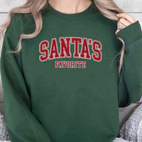 Vintage Varsity Santa Sweatshirt, Santas Favorite Christmas Sweatshirt, Retro Holiday Typography Sweater, Comfy Winter Crewneck Present