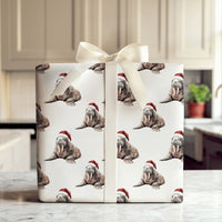 Santa Hat Animal Gift Wrap, Adorable Walrus Christmas Wrapping Paper, Watercolor Walrus Wrapping Paper Roll, Holiday Wrapping Paper