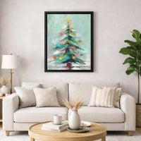 Painterly Xmas Canvas Print, Abstract Christmas Tree Canvas Art, Modern Holiday Tree Wall Art, Festive Winter Tree Canvas Decor, Xmas Present