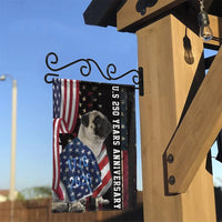 Pug Garden Flag | US 250 Years Anniversary American Flag Patriotic Design | Premium Weather-Resistant Polyester | Gift for Dog Lovers