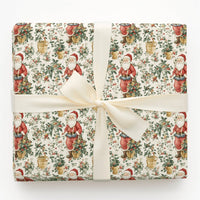 Botanical Holly Berry Santa Gift Wrap, Vintage Santa Wrapping Paper, Nostalgic Christmas Wrapping Paper, Traditional Holiday Gift Wrap