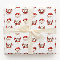 Watercolor Christmas Gift Wrap, Santa Drinking Cocoa Wrapping Paper, Comfy Santa Claus Wrapping Paper Roll, Festive Holiday Present Wrap