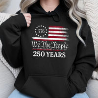 We The People 250 Years Hoodie | Distressed 1776 Patriotic Flag Design | Cotton-Blend Premium Comfort | Historical USA Independence Gift for Him