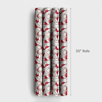 Sports Holiday Gift Wrap, Baseball Santa Hat Christmas Wrapping Paper, Watercolor Baseball Wrapping Paper, Festive Player Wrapping Paper