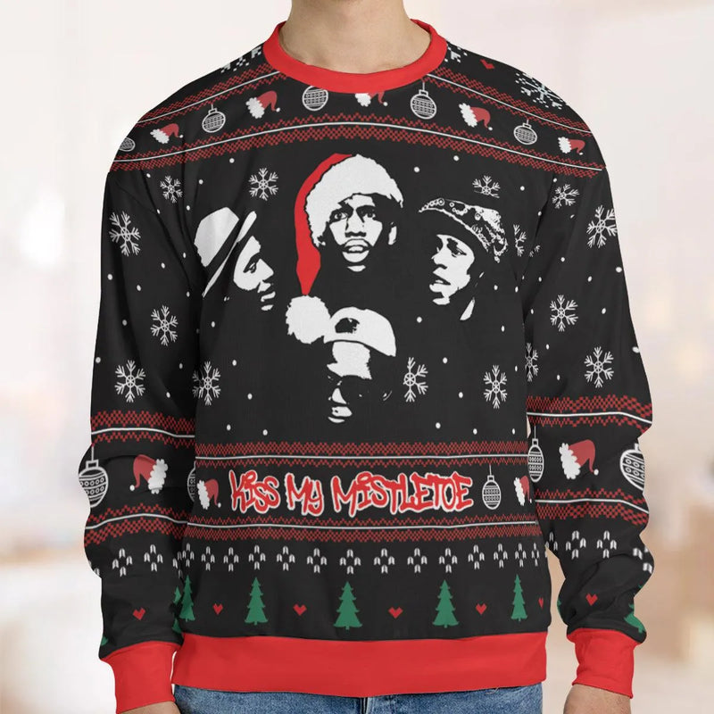 Humorous Sarcastic Holiday Sweater, Kiss My Mistletoe Ugly Christmas Sweatshirt, Retro Adult Xmas Crewneck, Holiday Party Pullover