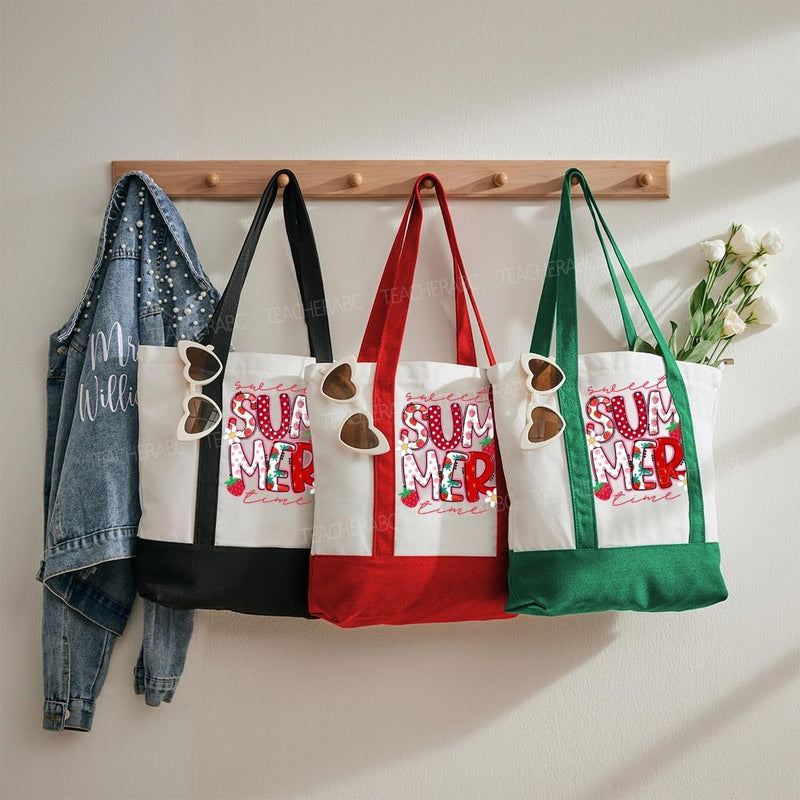 Sweet Summer Time Color-blocked Canvas Bag