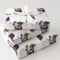 Dog in Scarf Christmas Wrapping Paper, Jack Russell Terrier Wrapping Paper, Adorable Puppy Holiday Wrapping Paper, Gift Wrap for Dog Lovers
