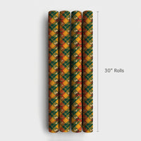 Tartan Plaid Holiday Gift Wrap, Floral Plaid Christmas Wrapping Paper, Rustic Green and Red Wrapping Paper, Winter Floral Gift Wrap Roll