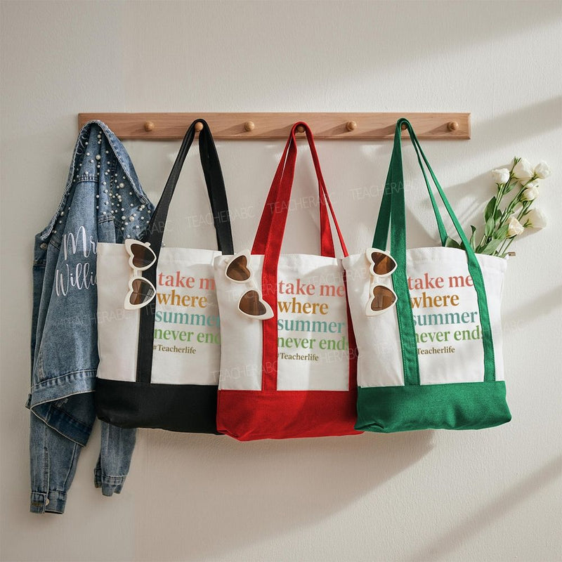 Take Me Where Summer Never Ends Teacherlife Color-blocked Canvas Bag