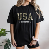 Camo USA T-Shirt | 250 Years America Patriotic Design | Soft 100% Cotton Unisex Tee | 4th of July Gift for Patriots