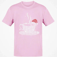 Sparkling Santa Hat Coffee Cup Tee, Love Coffee Graphic T-Shirt, Christmas Coffee Lover Shirt, Winter Holiday Season Graphic Tee
