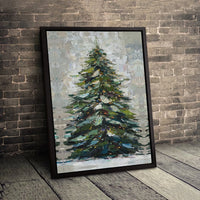 Textured Impasto Tree Art Print, Christmas Tree Digital Download, Holiday Tree Poster, Festive Christmas Wall Art, Winter Holiday Home Decor