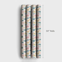 Whimsical Holiday Forest Gift Wrap, Pastel Christmas Tree Wrapping Paper, Watercolor Pine Wrapping Paper, Adorable Winter Present Paper Roll