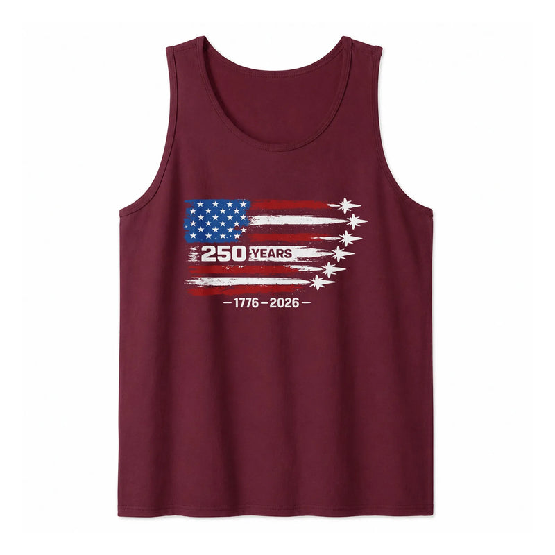 America 250 Years Tank Top | Vintage Distressed Flag 1776-2026 Anniversary Design | Soft Breathable Cotton Blend | Patriotic Gift for History Lovers