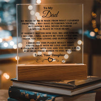 Sentimental Poem Plaque, Daughter to Dad Acrylic Plaque, LED Night Light Plaque, Fathers Day Desk Sign, Birthday Christmas Present for Dad