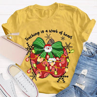 Bow Apple Christmas Shirt, Teacher Christmas Shirt, Holiday Lights Teacher Tee, Adorable School Holiday Shirt, Teacher Christmas Present