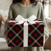 Diagonal Plaid Christmas Gift Wrap, Red and Green Tartan Wrapping Paper, Traditional Holiday Wrapping Paper, Classic Winter Gift Wrap Roll