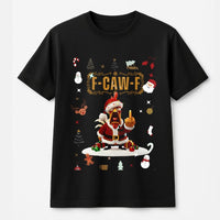 Santa Chicken Graphic Middle Finger Tee, FCawF Christmas T-Shirt, Humorous Holiday Chicken Shirt, Naughty Rooster Xmas Tee, Humor Xmas Present