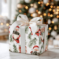 Watercolor Photographer Christmas Gift Wrap, Santa with Camera Wrapping Paper, Festive Xmas Tree Wrapping Paper, Holiday Gift Wrap Roll
