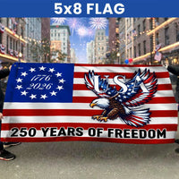 250 Years Of Freedom Flag | Bald Eagle Patriotic 1776-2026 | UV-Resistant Polyester | Commemorative American Independence Gift