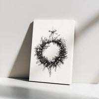 Black and White Holiday Wall Art, Christmas Wreath Canvas Print, Minimalist Botanical Canvas, Winter Festive Wall Decor, Xmas Home Art Present