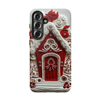3D Christmas Candy Phone Case, Gingerbread House Samsung Galaxy Case, Festive Holiday Phone Cover, Adorable Xmas Present for Her