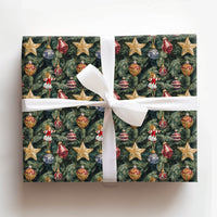 Traditional Ornament Holiday Gift Wrap, Vintage Christmas Tree Wrapping Paper, Angel Bauble Wrapping Paper, Nostalgic Gift Wrap Roll